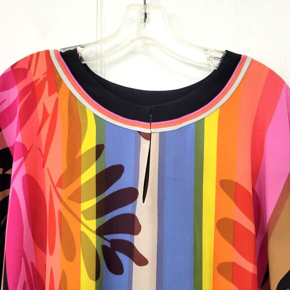 Trina Turk Theodora 100% Silk Multicolor Caftan Tunic Dress Size M/L - Picture 4 of 5